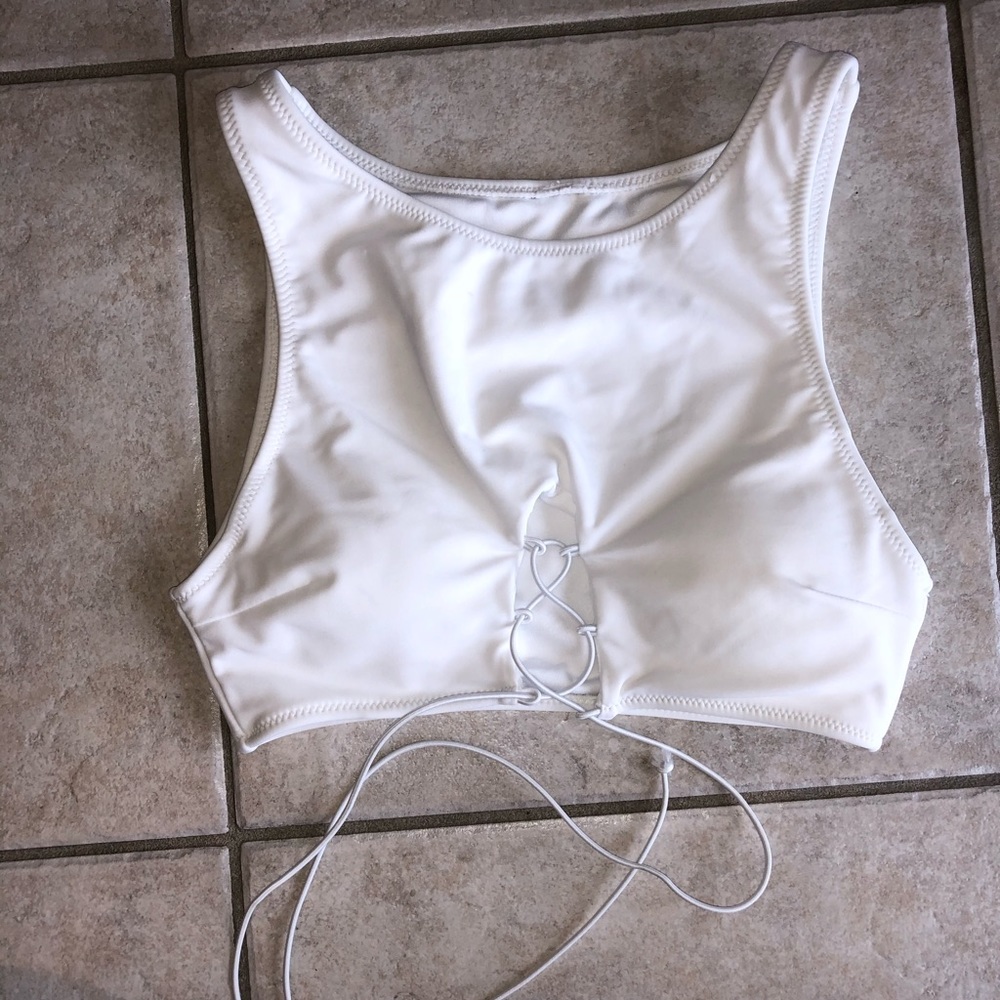 Forever 21 white lace up bikini top